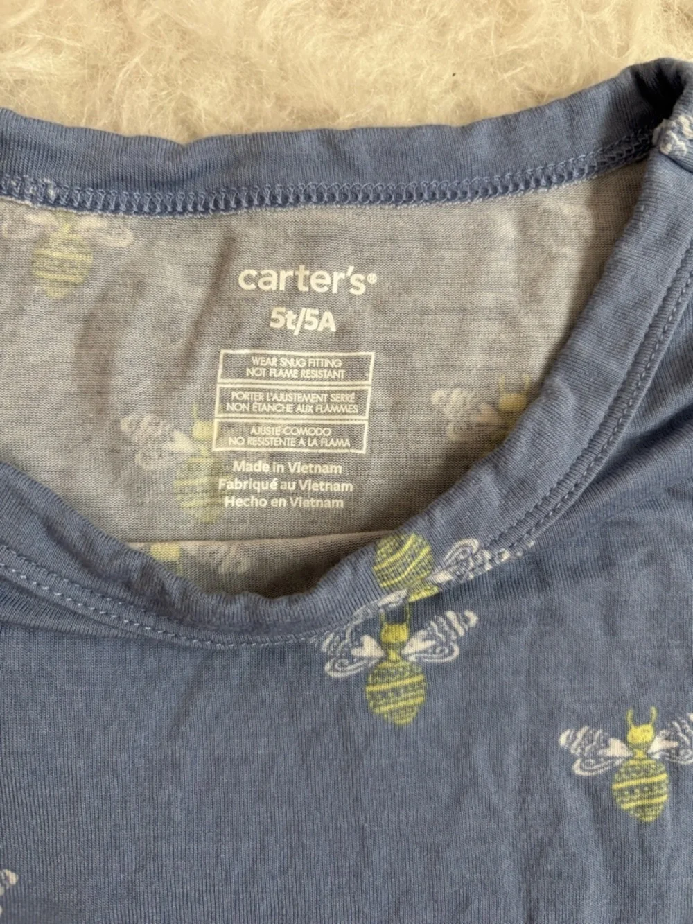 Carter's Gender Neutral Kids Pajama Set Blue & Yellow Bees AOP